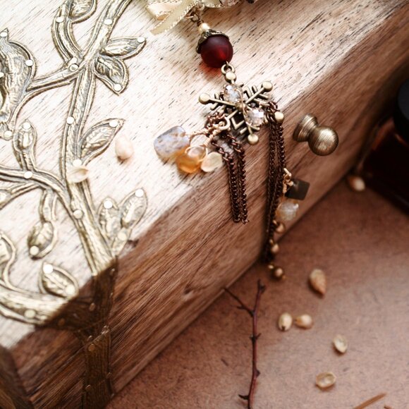 Brass Snowflake Hanging Charm - Picture 6 of 7